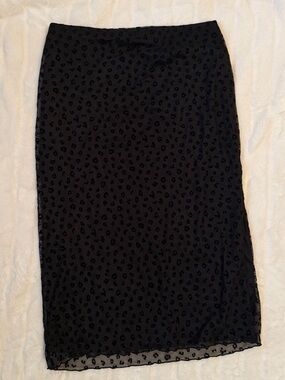 Black Textured Midi length Skirt